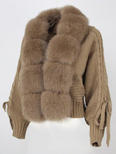 Natural Fur Placket Knitted Coat